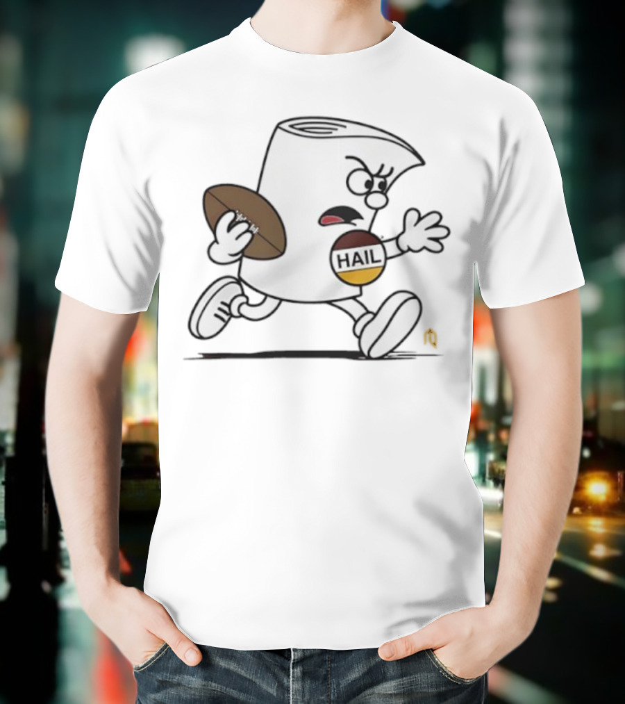 Washington Hail Running Icon With Football Comic Style T-Shirt