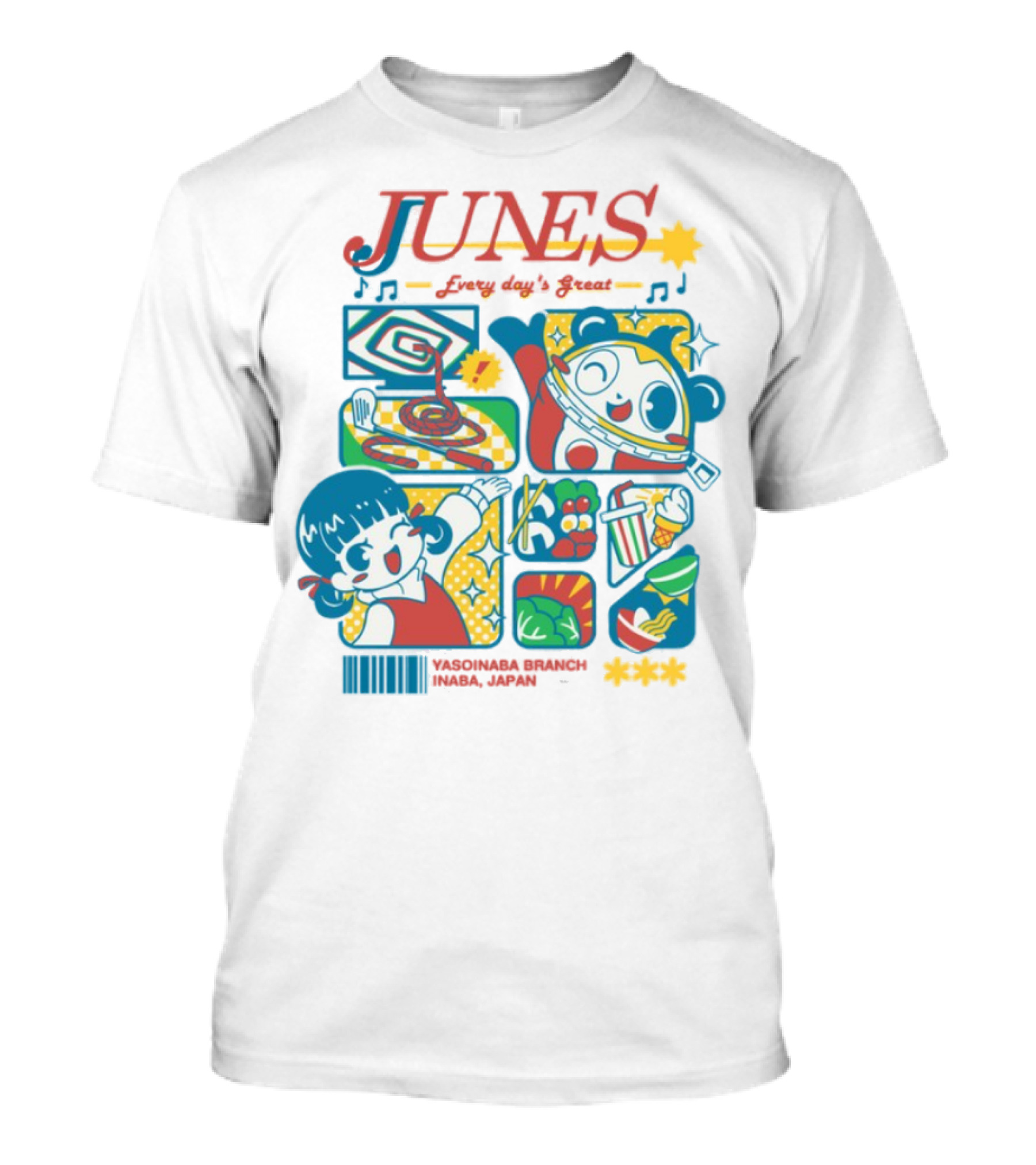 Junes Every Day's Great Persona 4 Teddie Cartoon Fun Collage T-Shirt