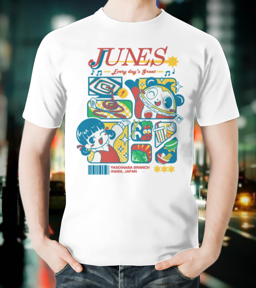 Junes Every Day's Great Persona 4 Teddie Cartoon Fun Collage T-Shirt