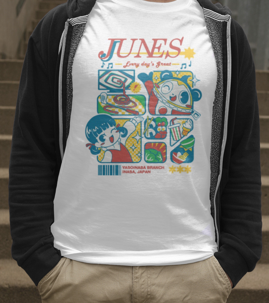 Junes Every Day's Great Persona 4 Teddie Cartoon Fun Collage T-Shirt