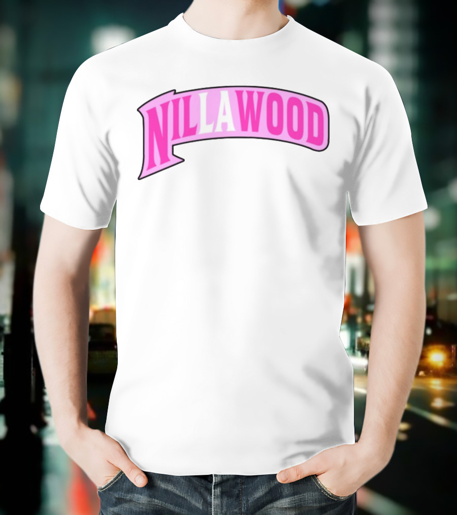 Nilla Allin Nillawood Pink Arch Text T-Shirt
