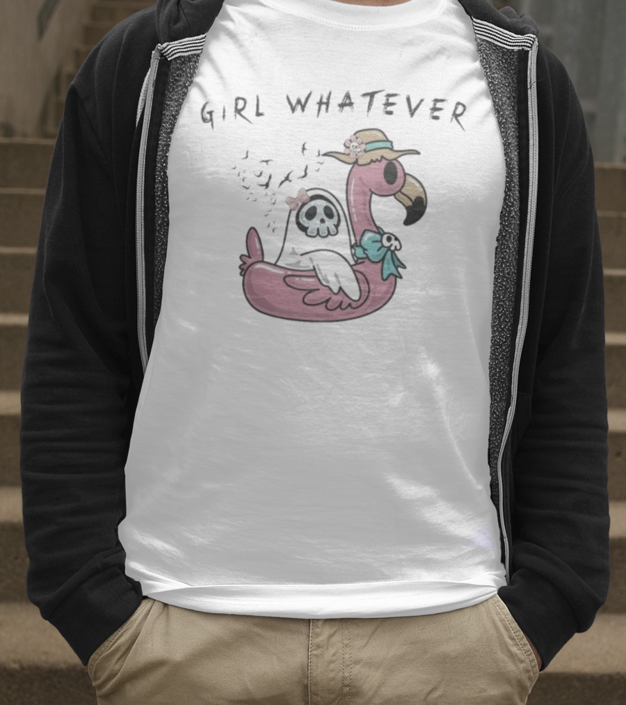 Ghosty Girl Whatever Flamingo Pool Float Spa Day T-Shirt