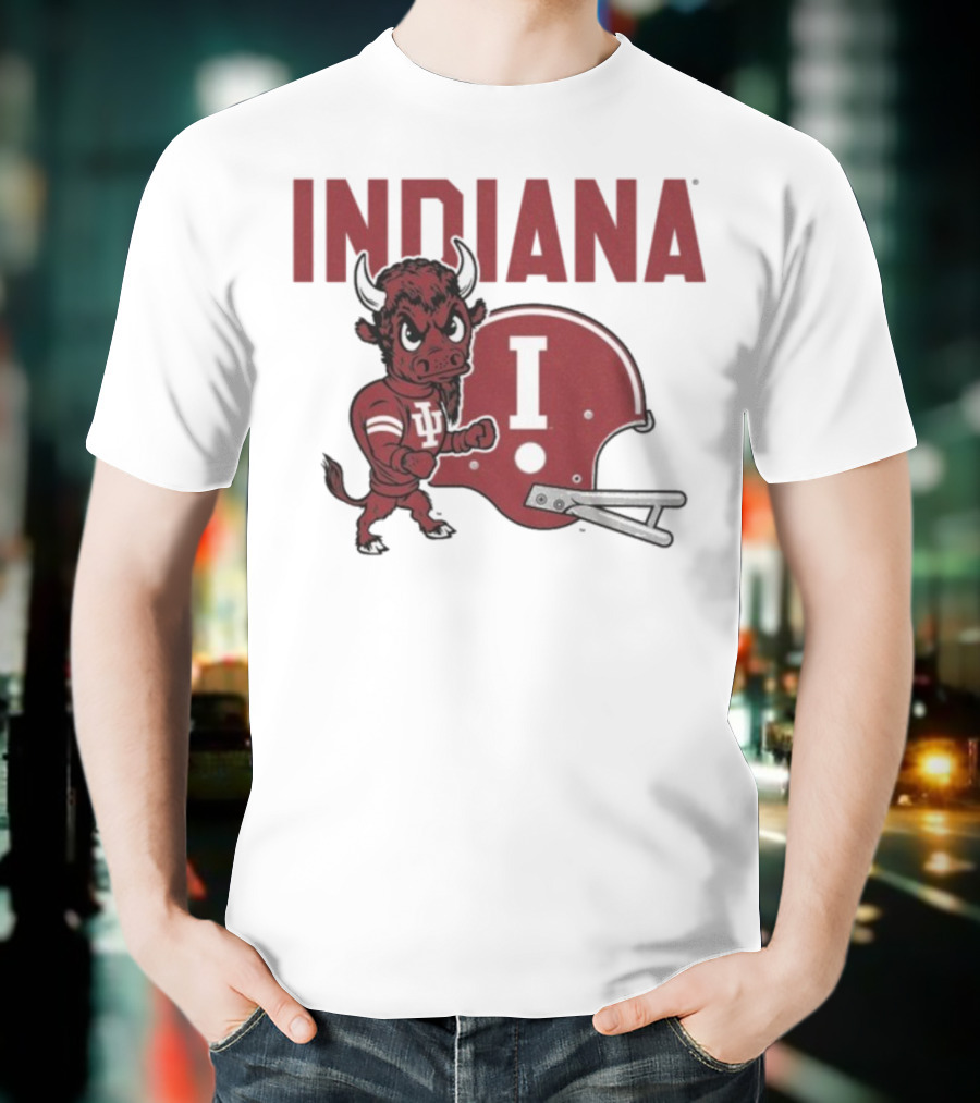Indiana Hoosiers Bison Mascot And Football Helmet T-Shirt