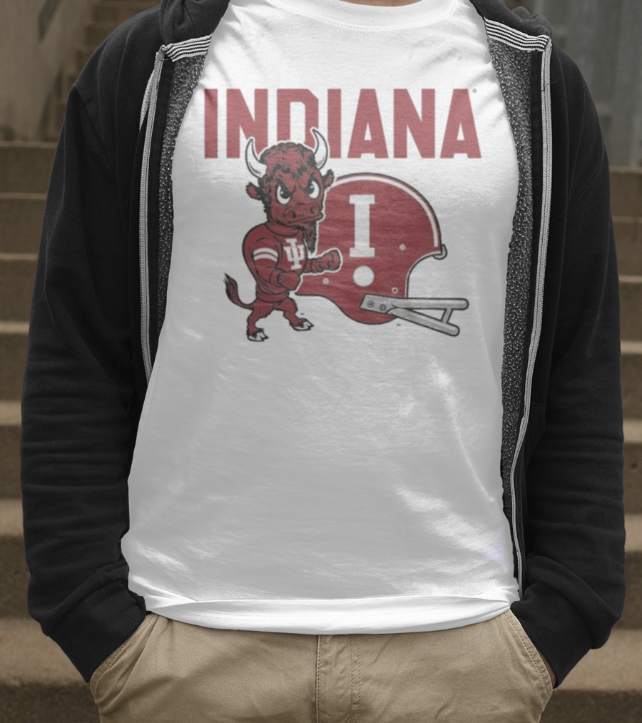 Indiana Hoosiers Bison Mascot And Football Helmet T-Shirt