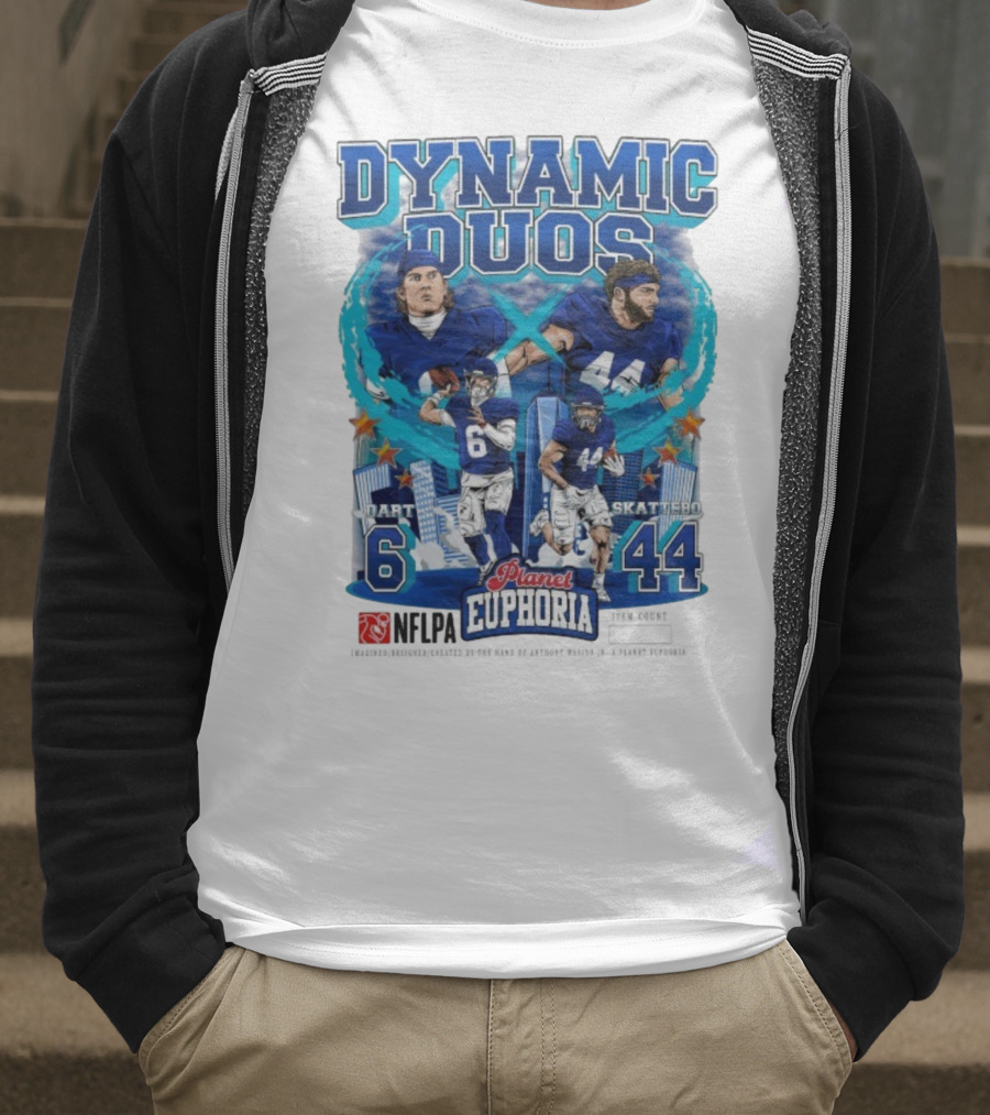 Dynamic Duos Jaxson Dart Cam Skattebo Planet Euphoria New York Giants T-Shirt