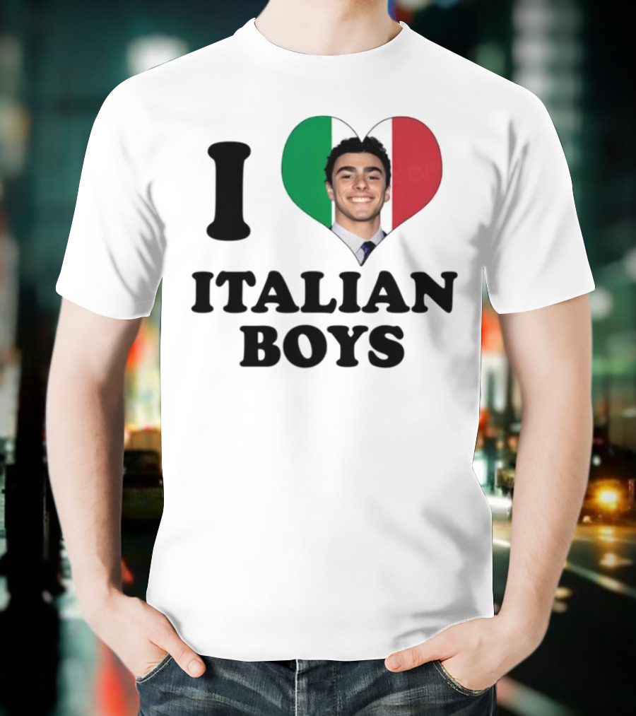Luici Mangione I Love Italian Boys Heart Italy Flag T-Shirt
