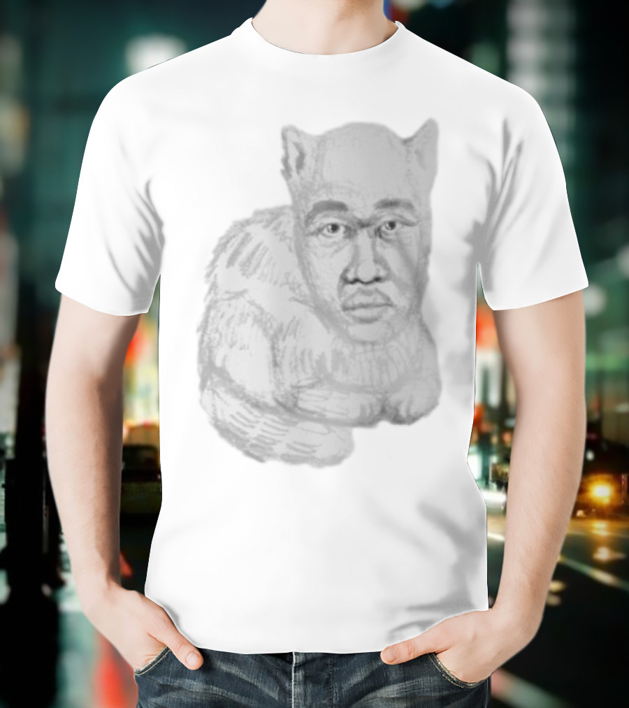 Mcfreakery Cat With Human Face Sketch T-Shirt