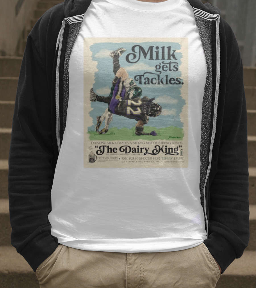 Milk Gets Tackles The Dairy King Strong Bones Mind T-Shirt
