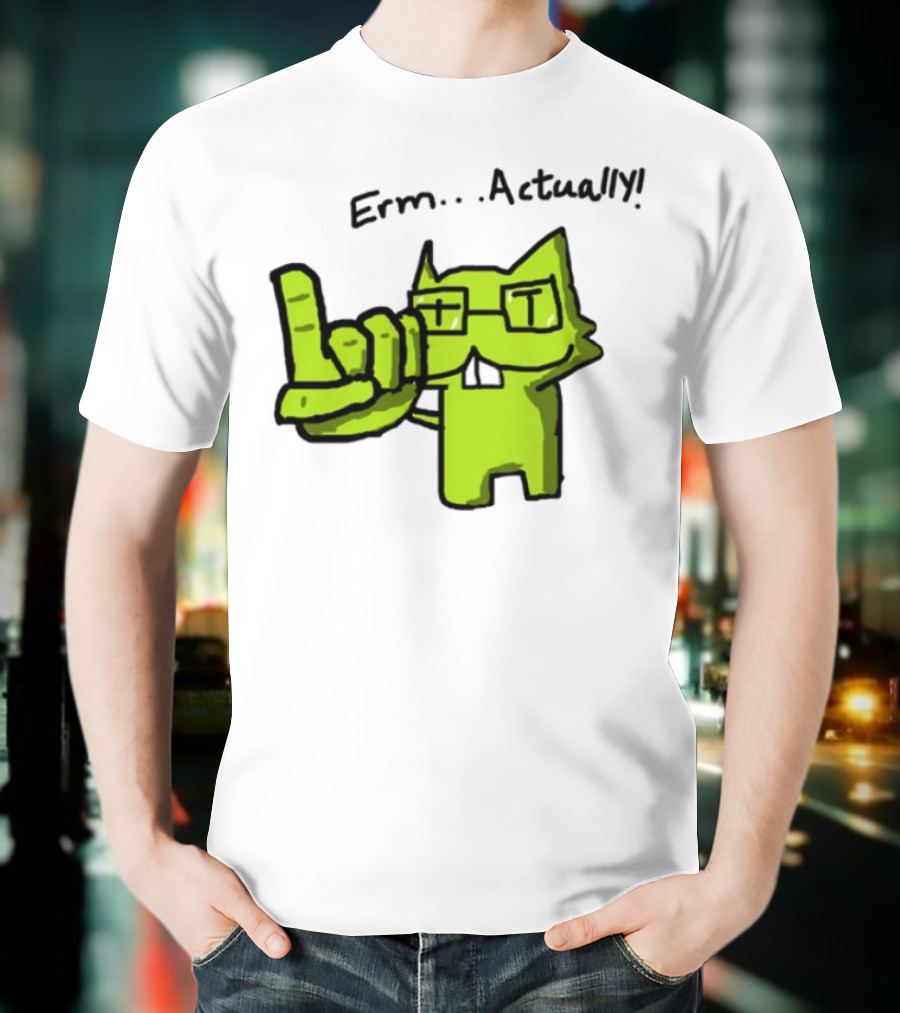 Errr... Actually Nerd Pixel Cat T-Shirt