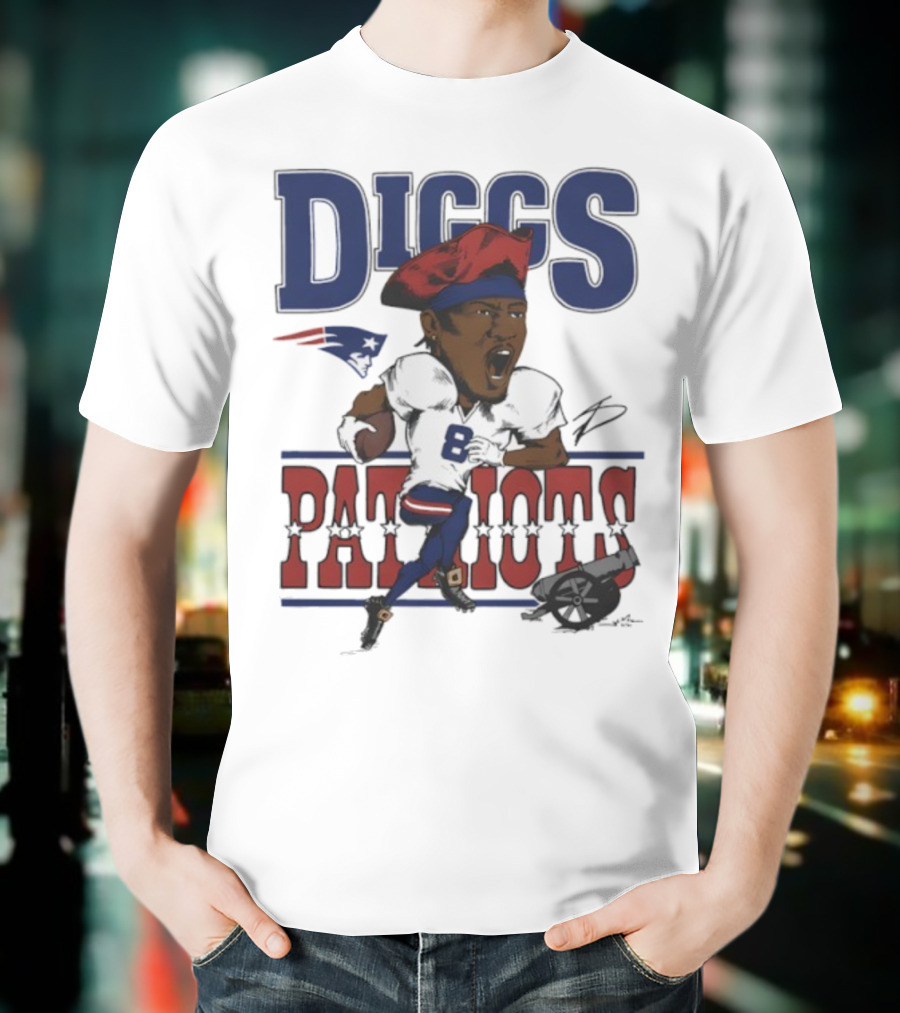 New England Patriots Diggs Signature Football Art T-Shirt