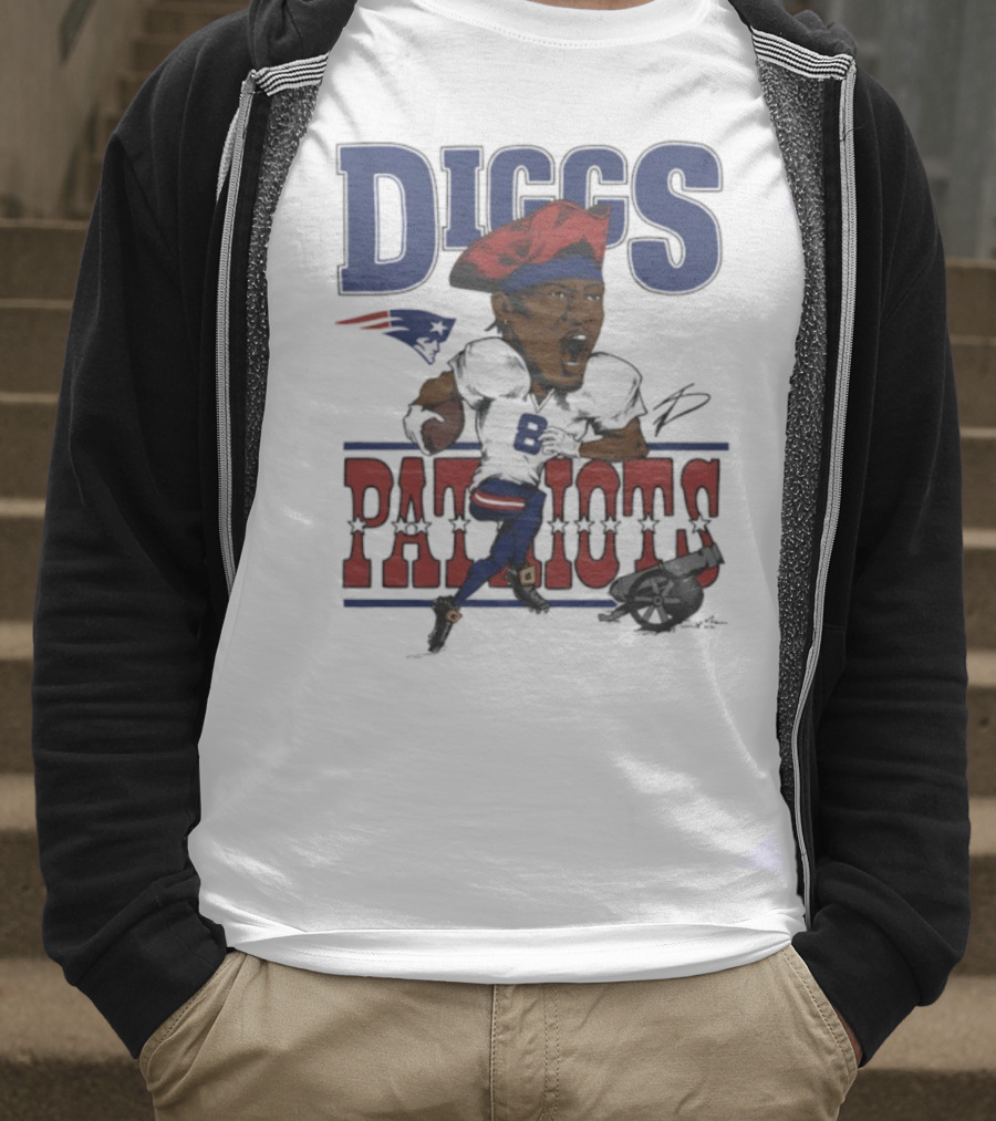 New England Patriots Diggs Signature Football Art T-Shirt