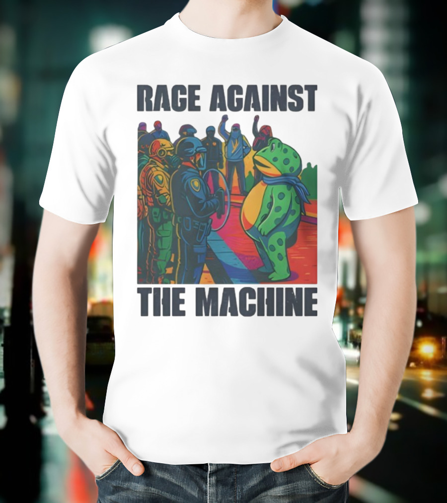 Rage Against The Machine Portland Frog Anti-ICE Protest Imagery T-Shirt