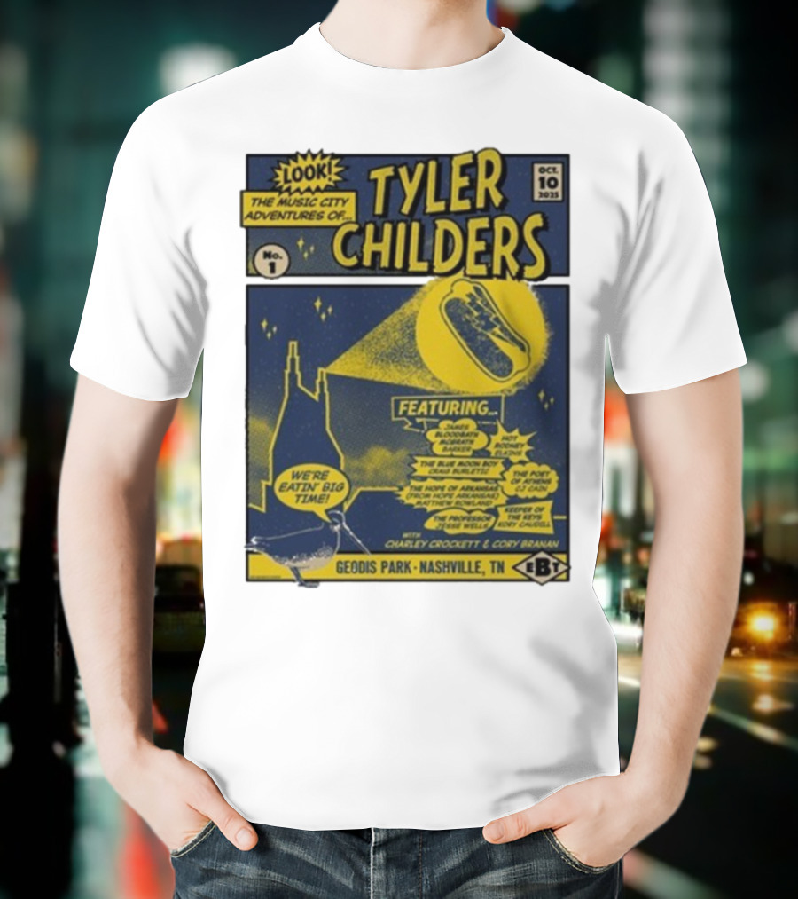 The Music City Adventures Of Tyler Childers Geodis Park Nashville TN October 10 2025 Featuring Charley Crockett Cory Branan T-Shirt