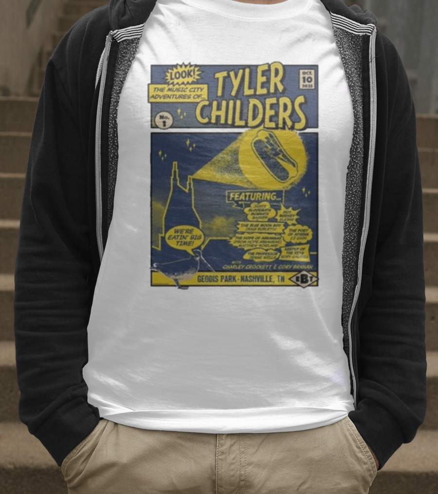 The Music City Adventures Of Tyler Childers Geodis Park Nashville TN October 10 2025 Featuring Charley Crockett Cory Branan T-Shirt