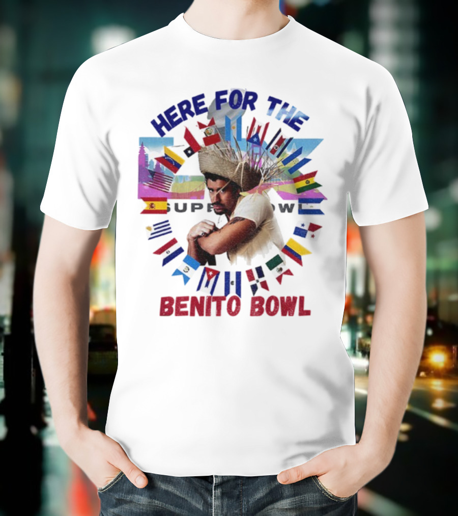 Here For The Benito Bowl Super Bowl Flag Circle T-Shirt