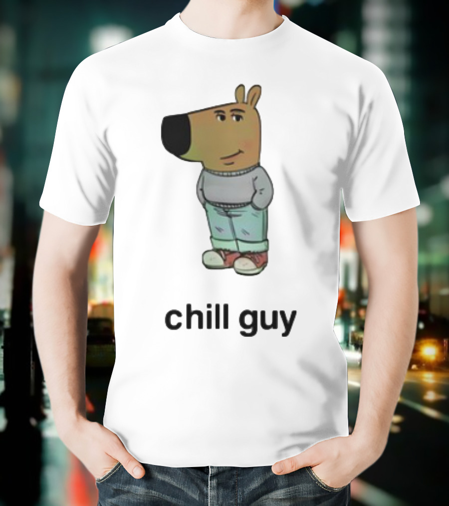 Chill Guy Cartoon Character Casual Style T-Shirt