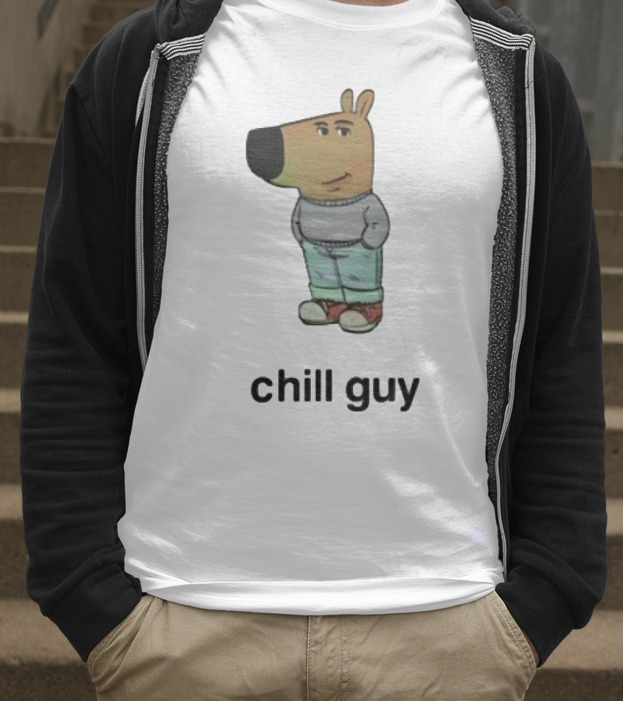 Chill Guy Cartoon Character Casual Style T-Shirt