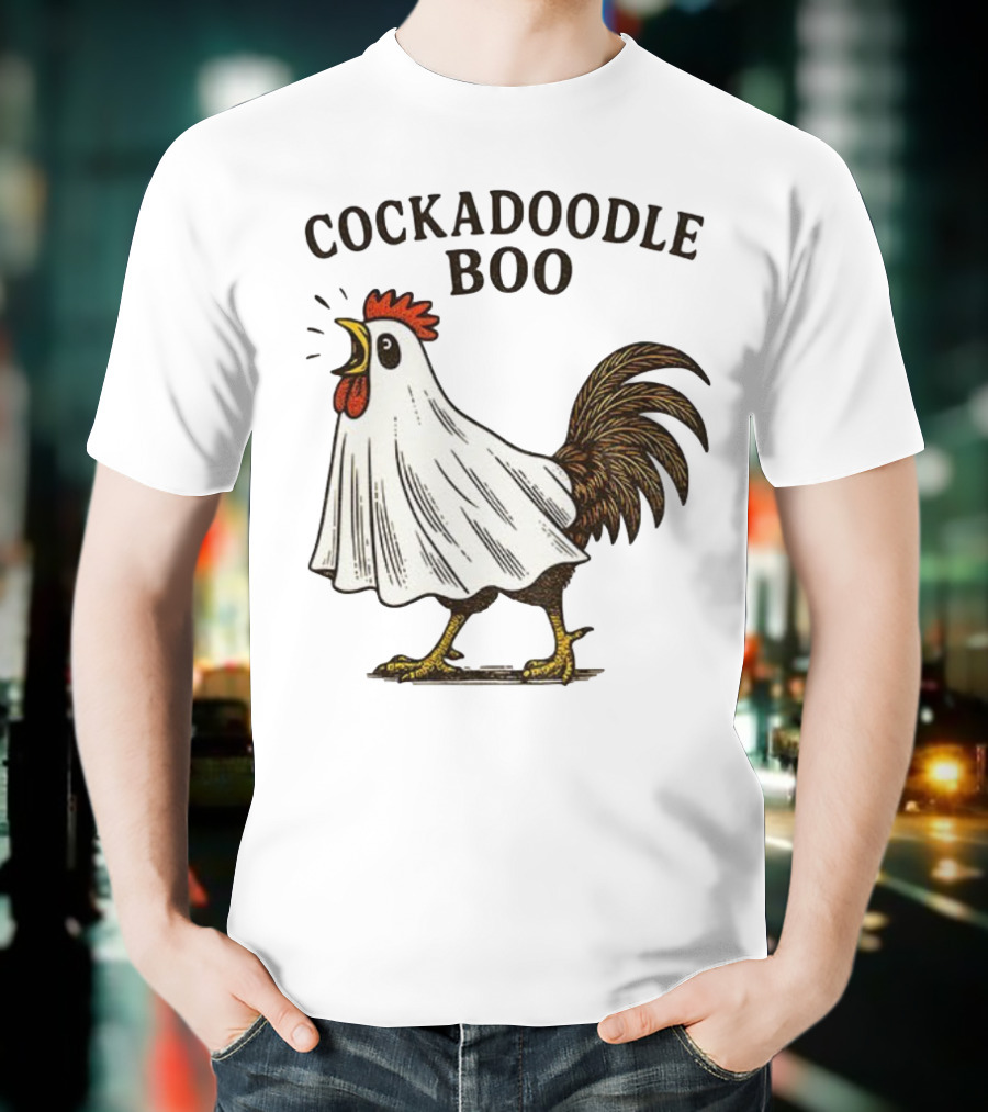 Cockadoodle Boo Ghost Rooster Halloween 2025 T-Shirt