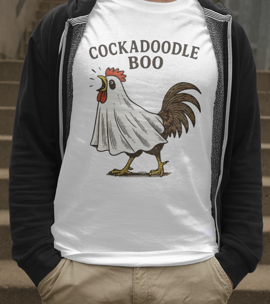 Cockadoodle Boo Ghost Rooster Halloween 2025 T-Shirt