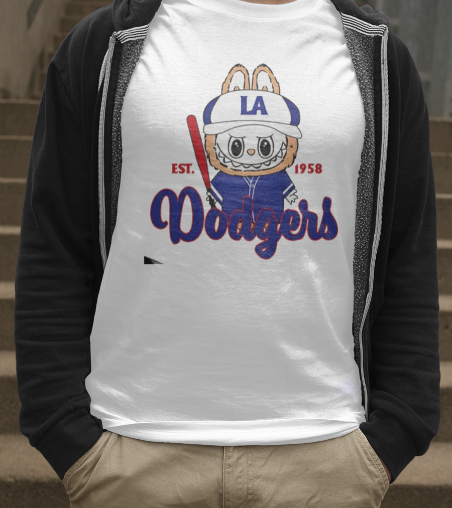 Cute Monster Labubu Los Angeles Dodgers Est 1958 Baseball MLB T-Shirt