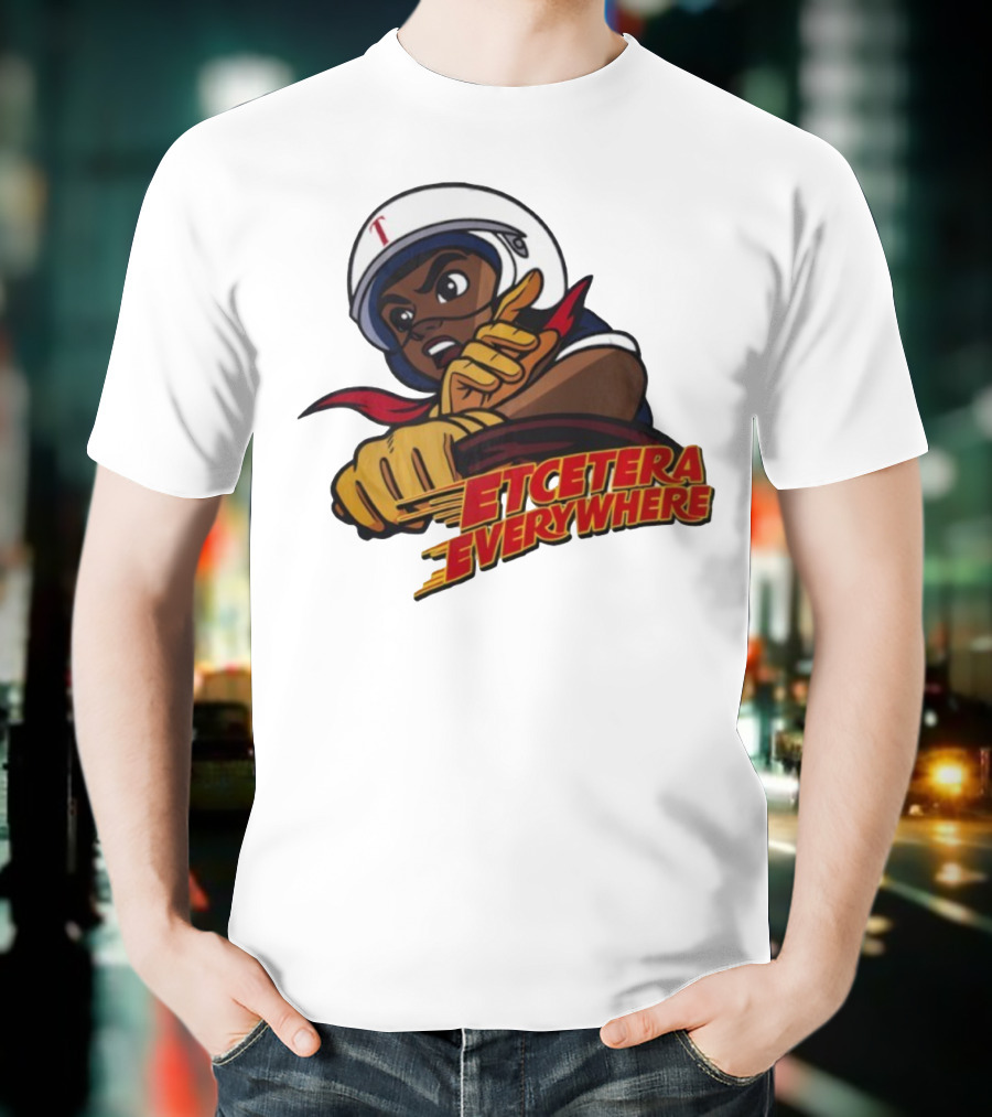 Etcetera Everywhere Racing Style Graphic With Determined Character T-Shirt