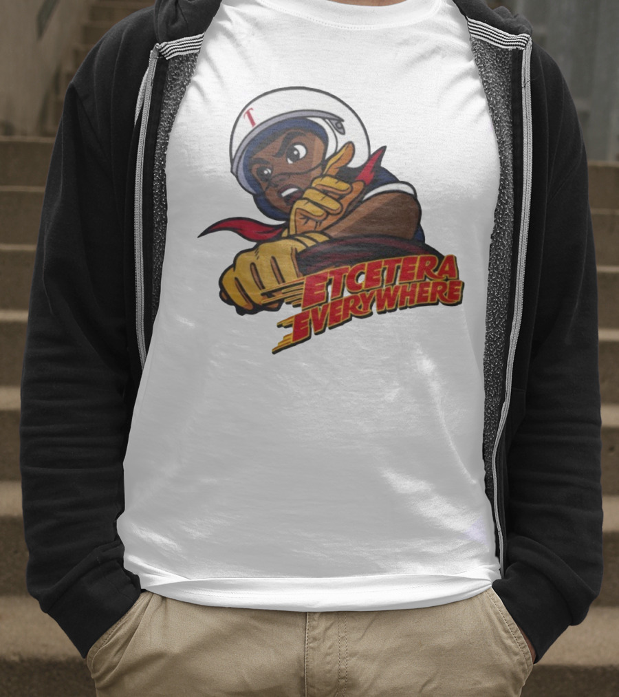 Etcetera Everywhere Racing Style Graphic With Determined Character T-Shirt