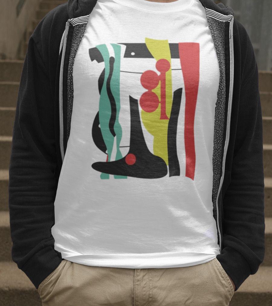 Ace Retro Primary Abstract Geometric Shapes T-Shirt