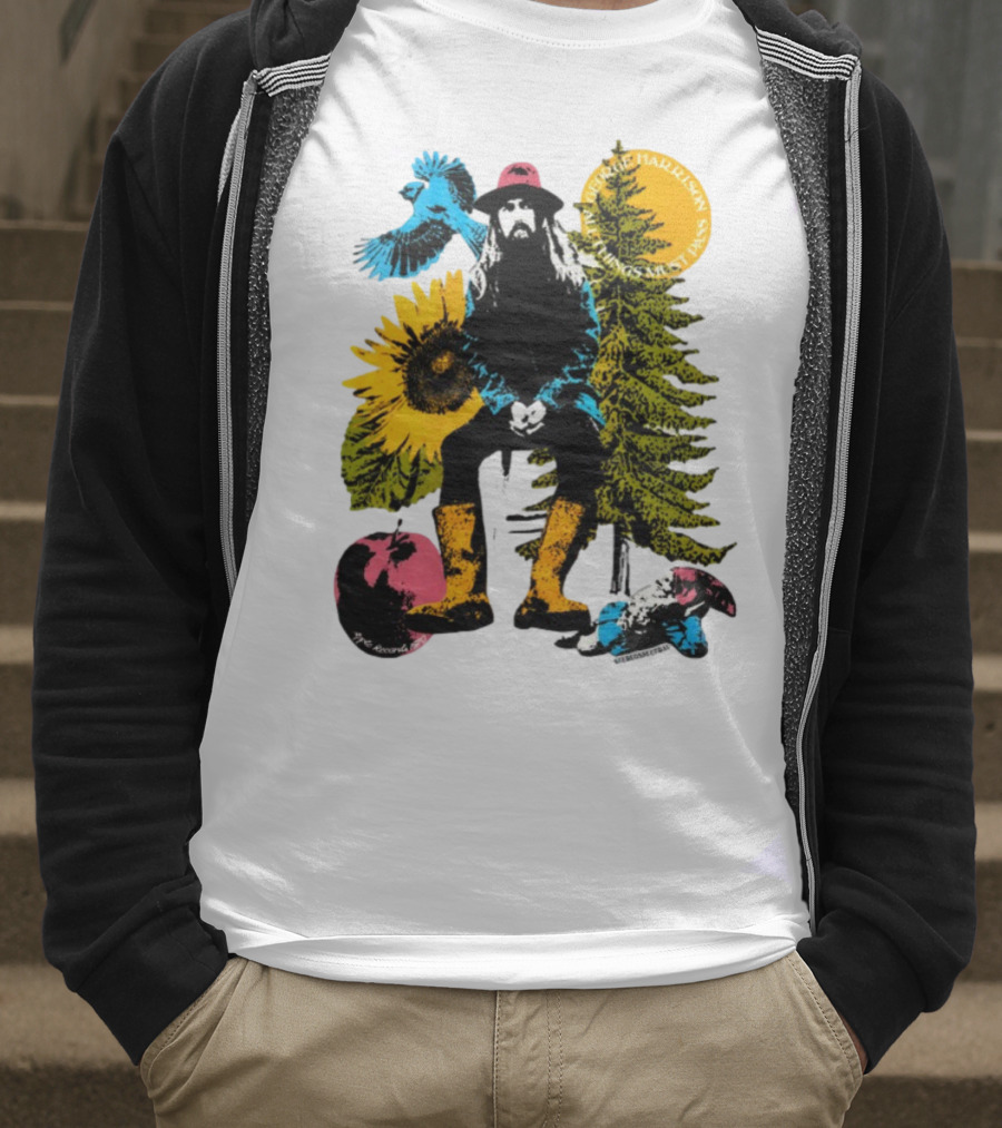 All Things Must Pass George Harrison Sunflower Tree Bird Apple T-Shirt