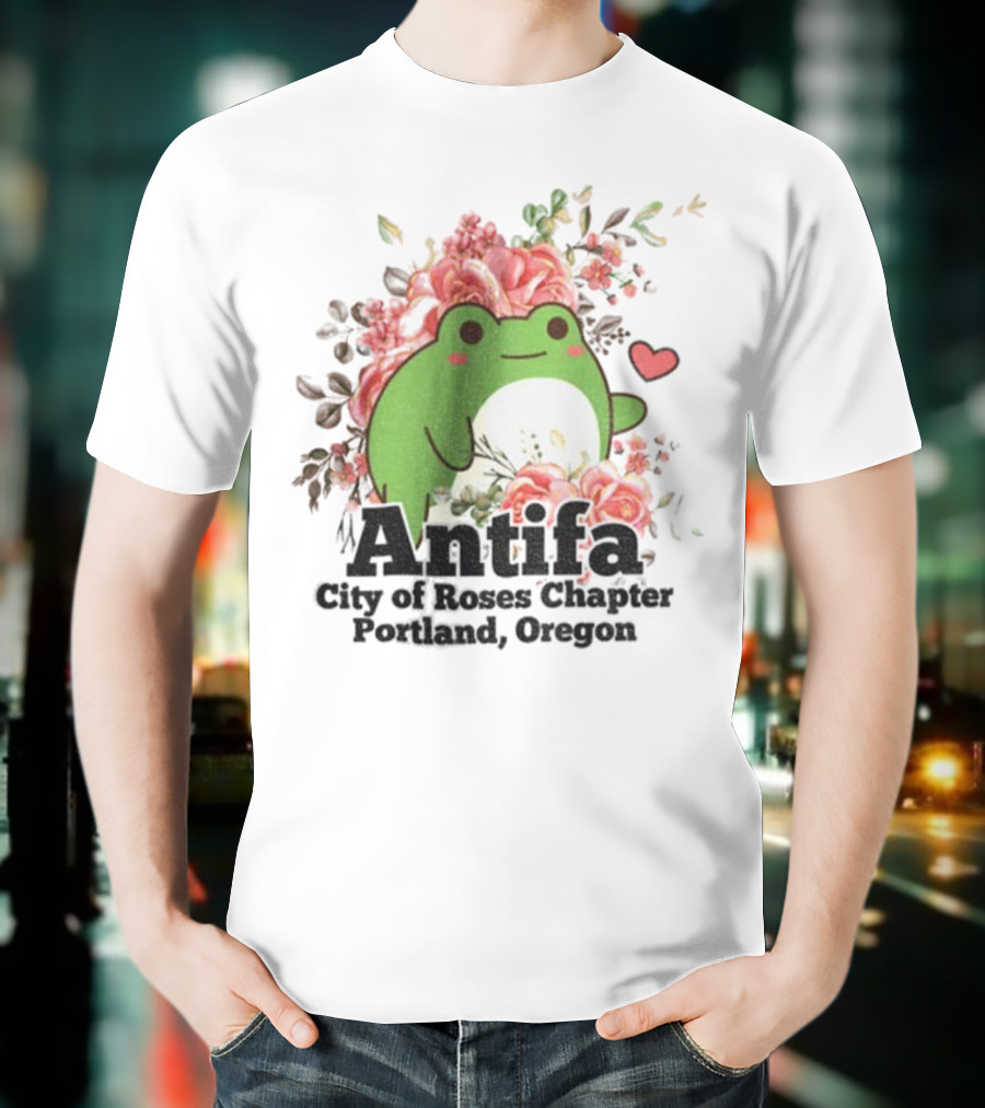 Antifa City Of Roses Chapter Portland Oregon Frog Protest Symbol T-Shirt