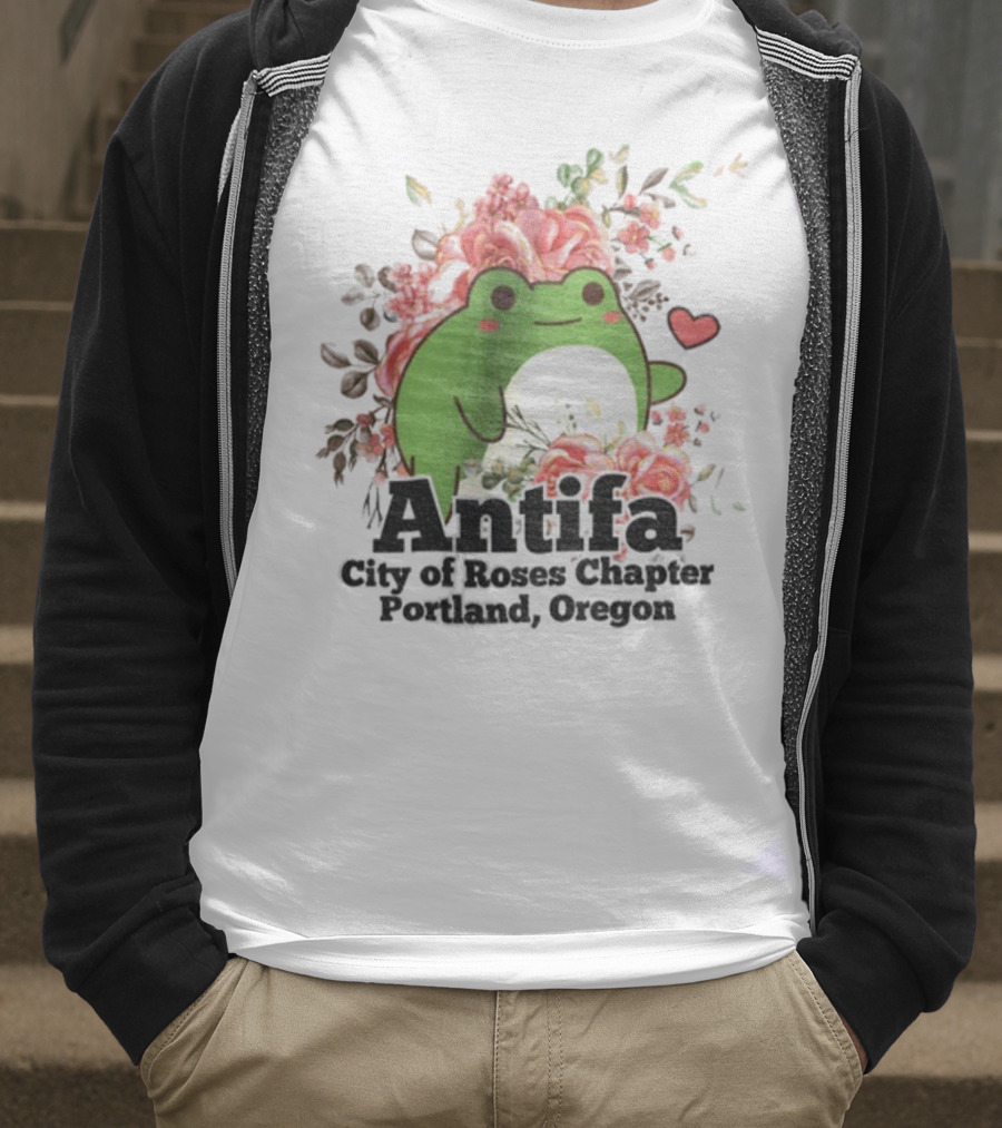 Antifa City Of Roses Chapter Portland Oregon Frog Protest Symbol T-Shirt