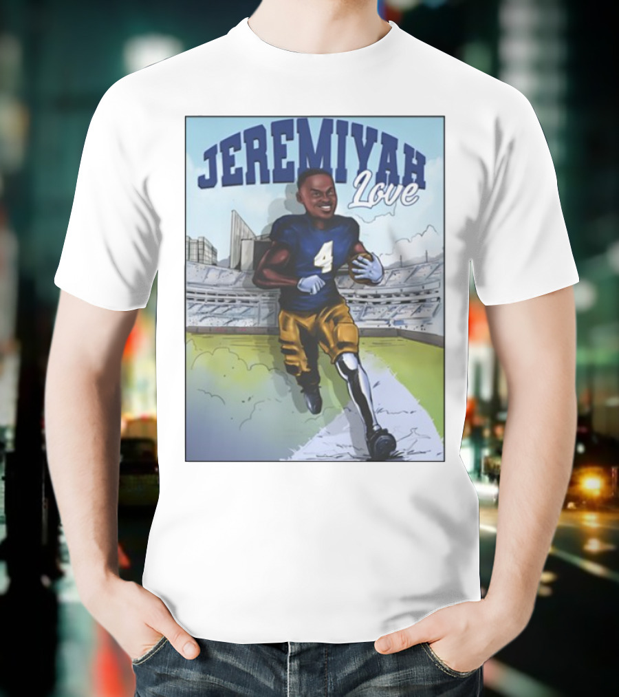 Jeremiyah Love Running In Stadium Number 4 T-Shirt