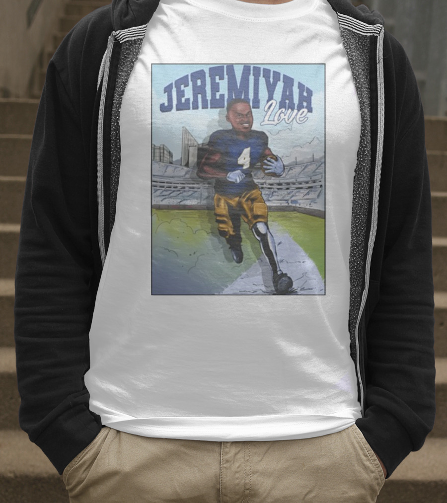 Jeremiyah Love Running In Stadium Number 4 T-Shirt
