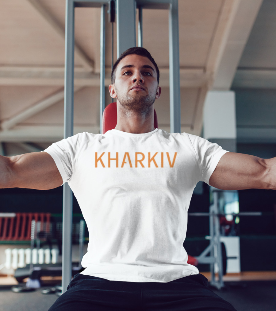 Kharkiv Bold Orange Text Style Graphic Apparel Ukraine Theme T-Shirt