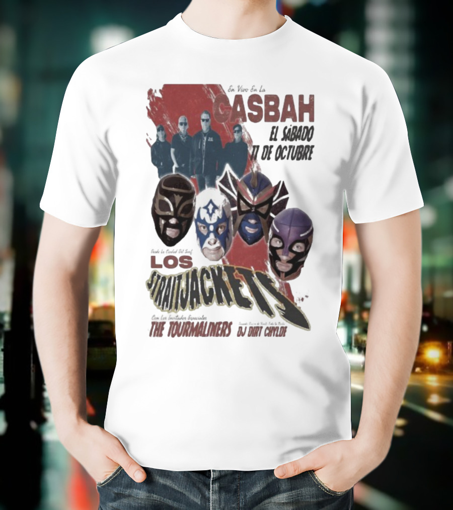 Los Straitjackets Y The Tourmaliners En Vivo El Sábado 11 De Octubre En Casbah San Diego T-Shirt