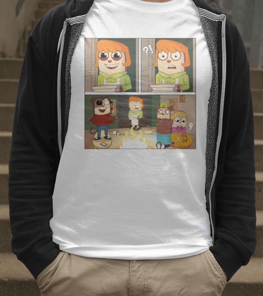 Maxdesignpro Cartoon Pizza Delivery Surprise Comic Strip T-Shirt