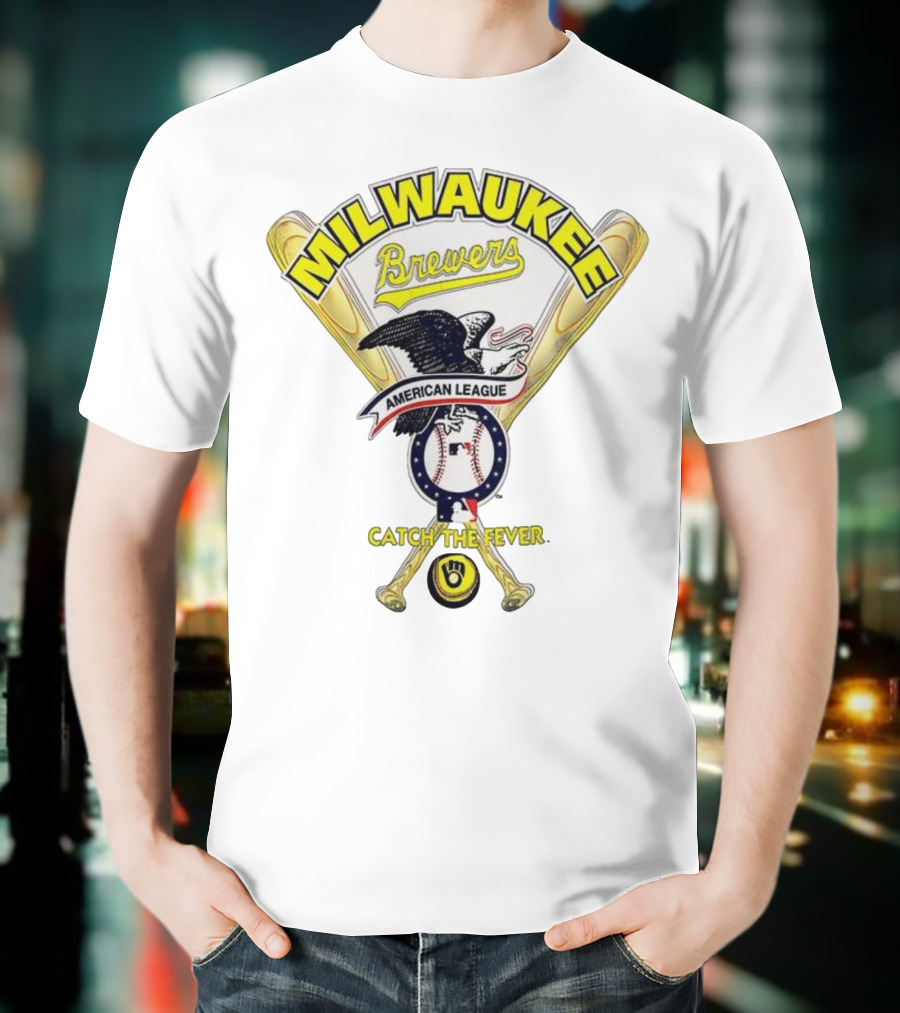 Milwaukee Brewers Catch The Fever American League Baseball Eagle Bat T-Shirt