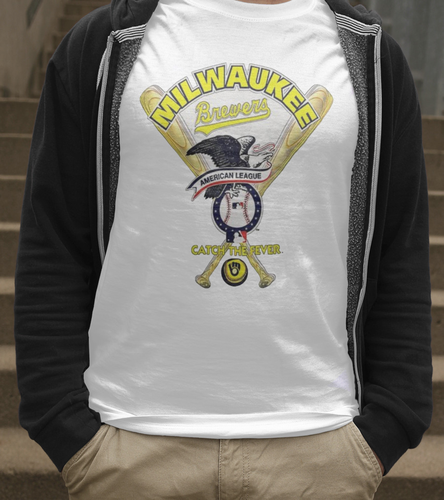 Milwaukee Brewers Catch The Fever American League Baseball Eagle Bat T-Shirt
