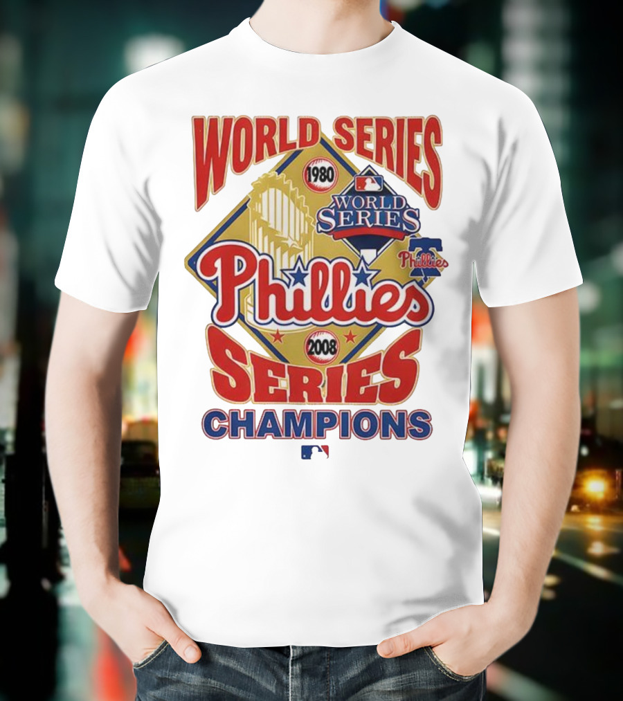 Philadelphia Phillies 1980 2008 World Series Champions Logo MLB T-Shirt