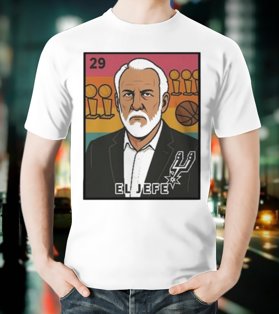 Porvida Popovich El Jefe San Antonio Spurs 29 Trophy T-Shirt