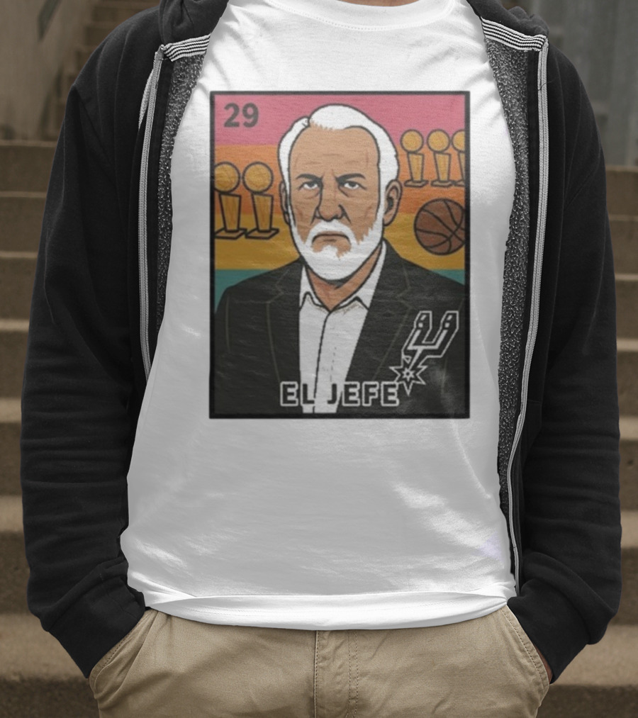 Porvida Popovich El Jefe San Antonio Spurs 29 Trophy T-Shirt