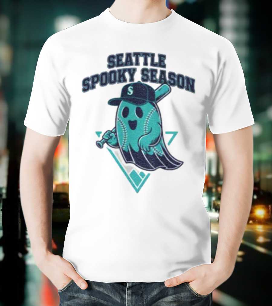 Seattle Mariners Spooky Season Ghost Halloween Baseball T-Shirt
