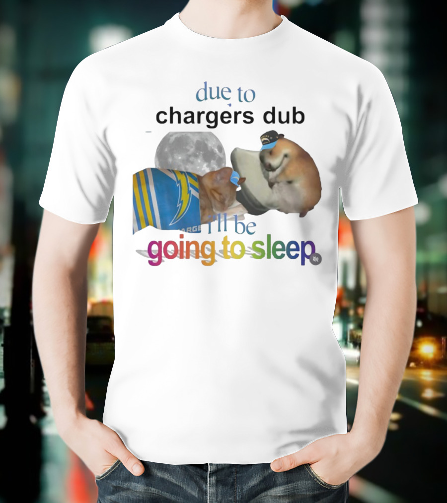 Chargers Dub Cats Sleeping Under Moon Going To Sleep T-Shirt
