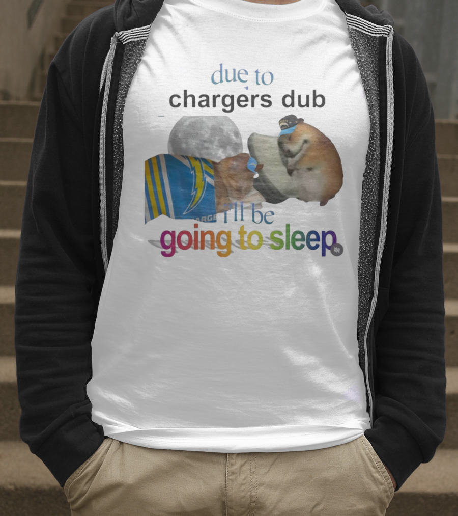 Chargers Dub Cats Sleeping Under Moon Going To Sleep T-Shirt