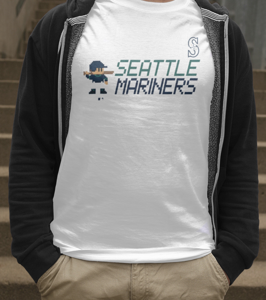 Seattle Mariners 8-Bit Baseball Pixel Art Player Retro Style T-Shirt