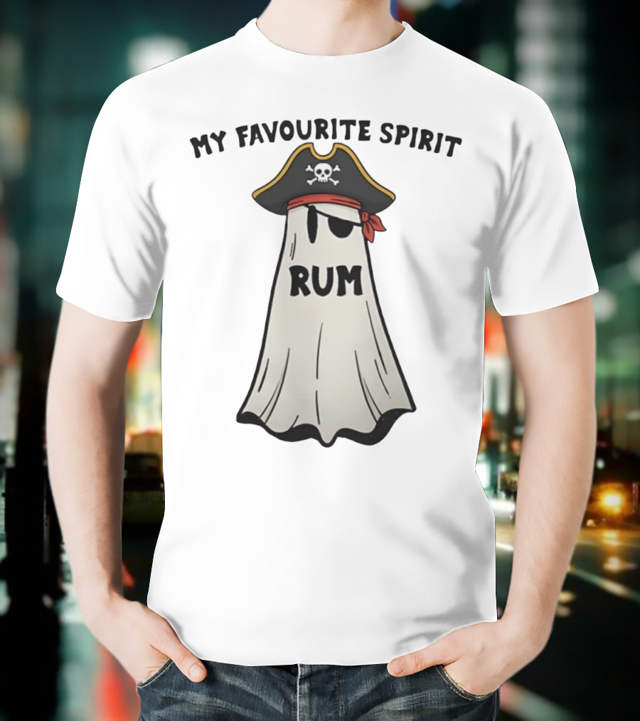My Favourite Spirit Rum Pirate Ghost Funny Halloween Costume T-Shirt