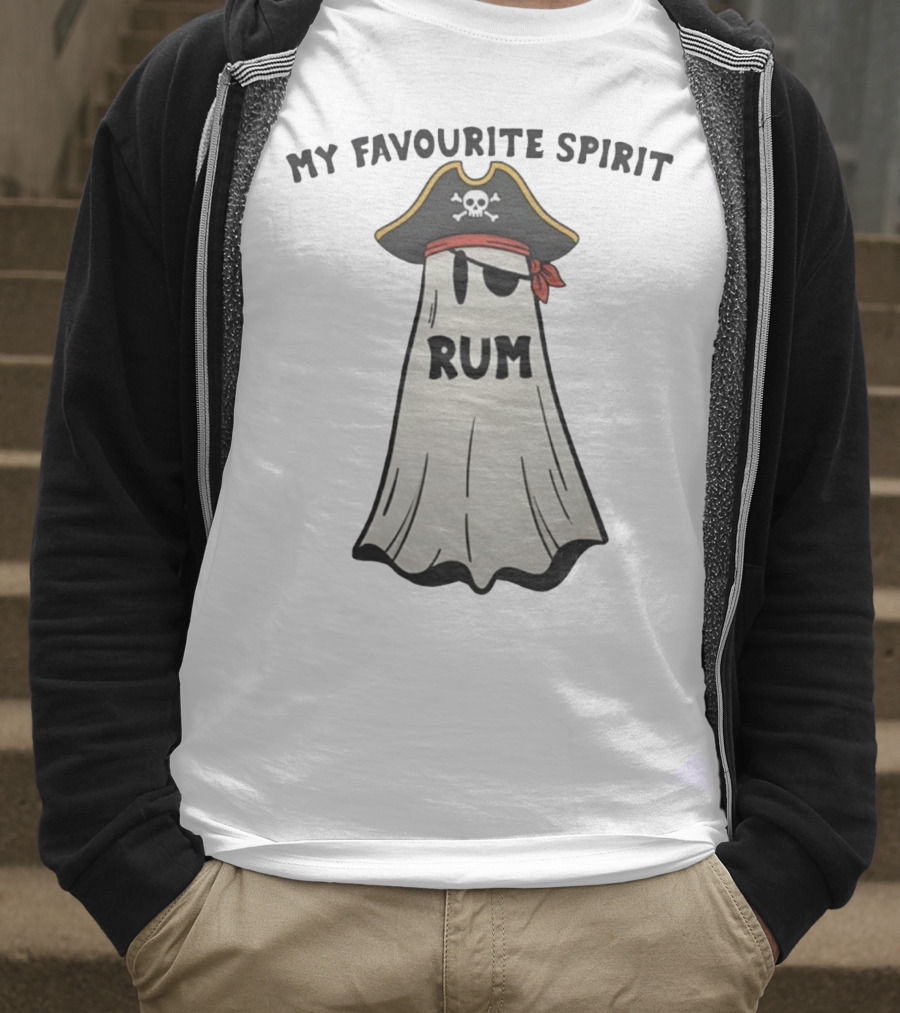My Favourite Spirit Rum Pirate Ghost Funny Halloween Costume T-Shirt