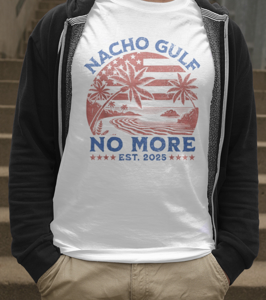Nacho Gulf No More Est. 2025 American Beach Palm Trees Stars T-Shirt