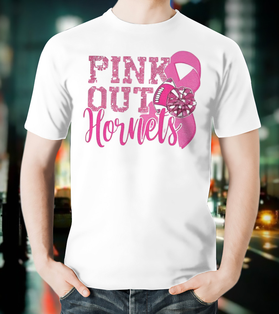 Pink Out Hornets New Orleans Hornets 2025 Football Ribbon Pom لص博 T-Shirt