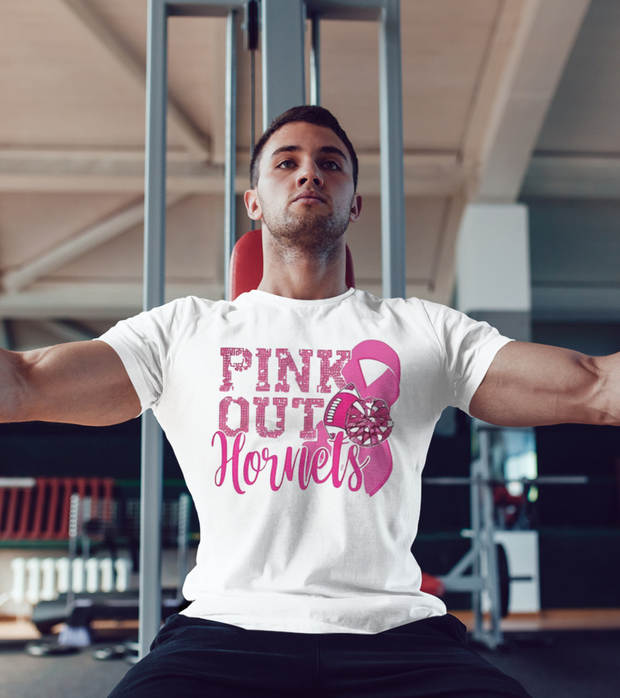 Pink Out Hornets New Orleans Hornets 2025 Football Ribbon Pom لص博 T-Shirt