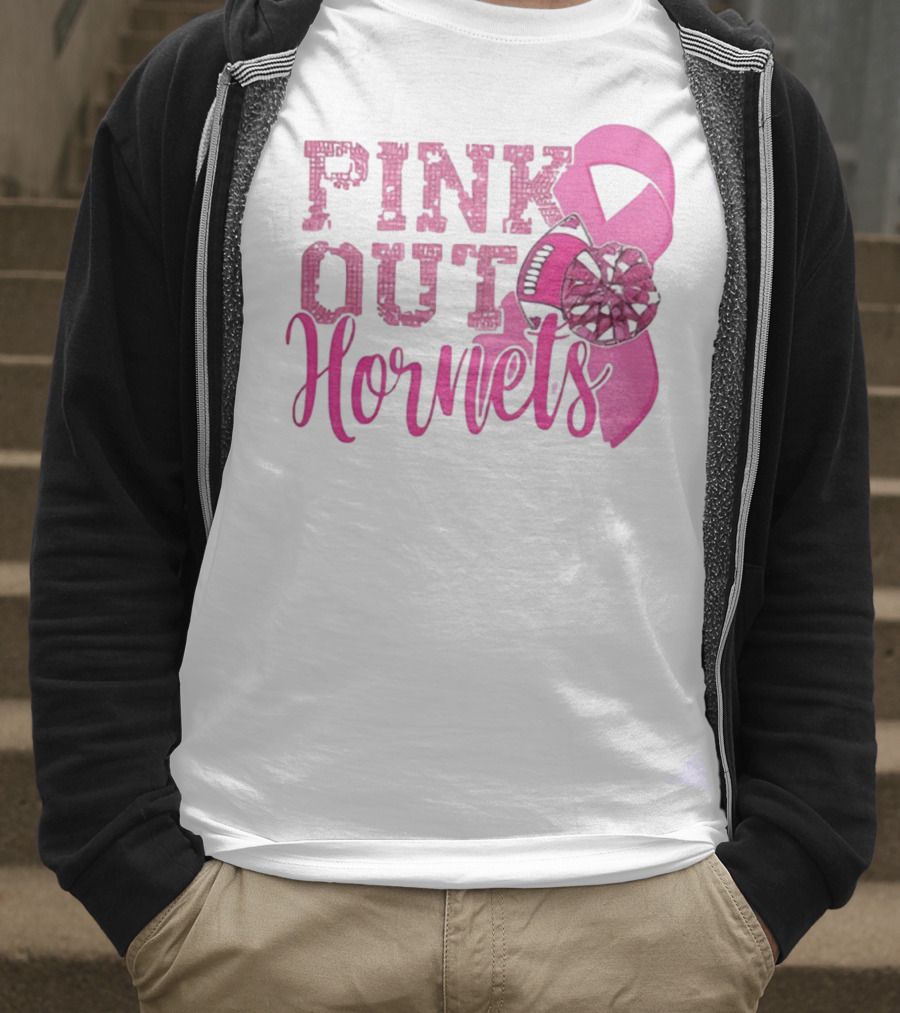 Pink Out Hornets New Orleans Hornets 2025 Football Ribbon Pom لص博 T-Shirt